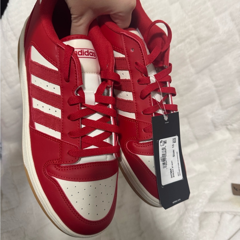 Adidas Men's Red and Cream Sneakers